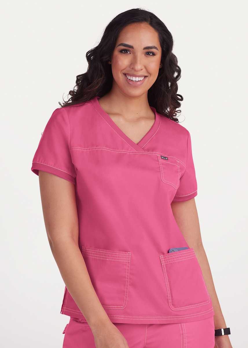 Koi Collection Koi Nicole Knit Trim Crossover Top
