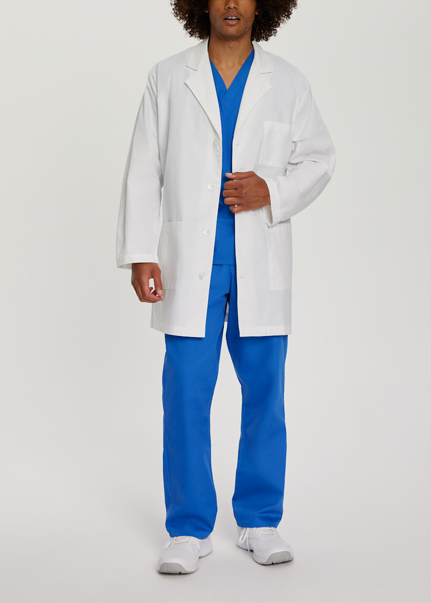 Landau Essentials Landau Men's 3-Pocket 35 Inch Lab Coat w/ Set-In Back Belt