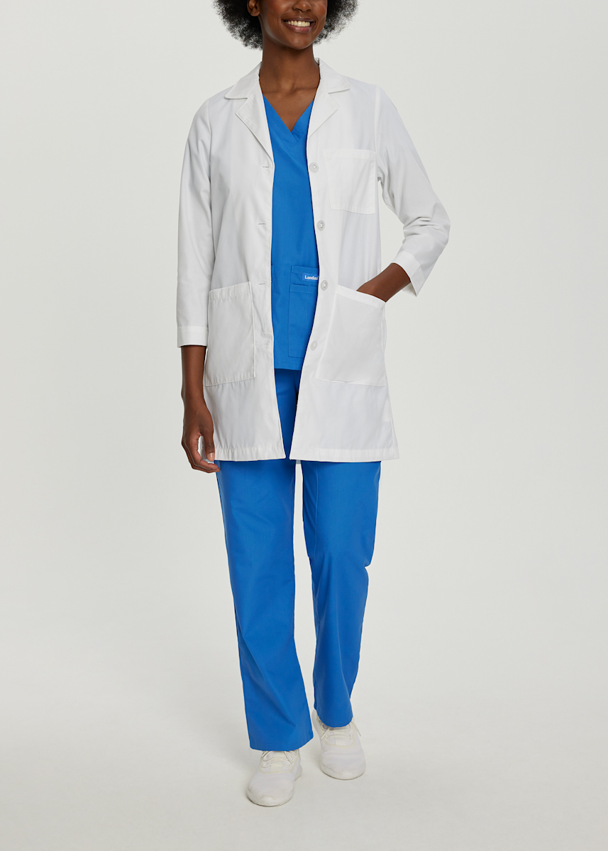 Landau Essentials Landau Women's 3-Pocket 38 Inch Lab Coat w/ Back Belt
