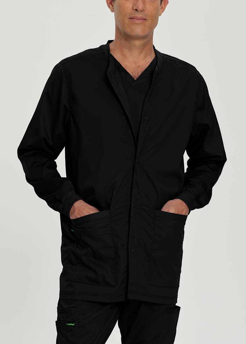 Landau Proflex Landau 3-Pocket Snap Front Warm-Up Mens Jacket