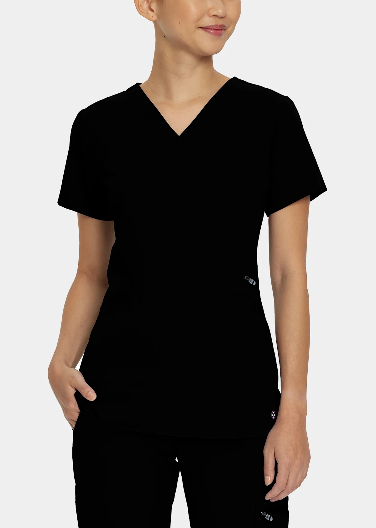White Cross V-tess White Cross 2-Pocket V-Neck Top