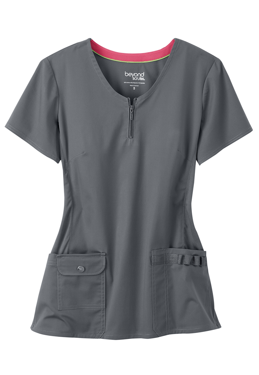 Beyond Scrubs Beyond Scrubs Modern Fit Zipper Neckline Top