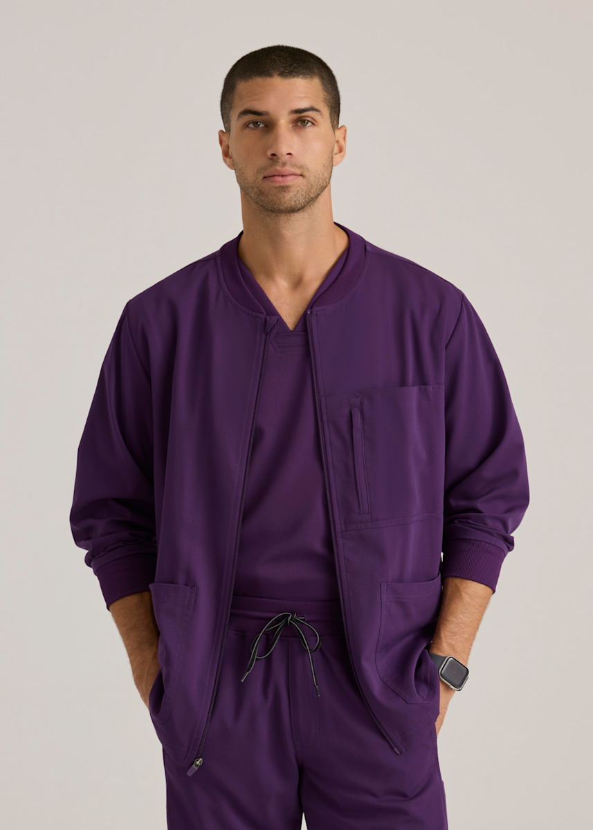 Greys Anatomy Spandex Stretch Grey's Anatomy React 5-Pocket Crewneck Warmup Jacket