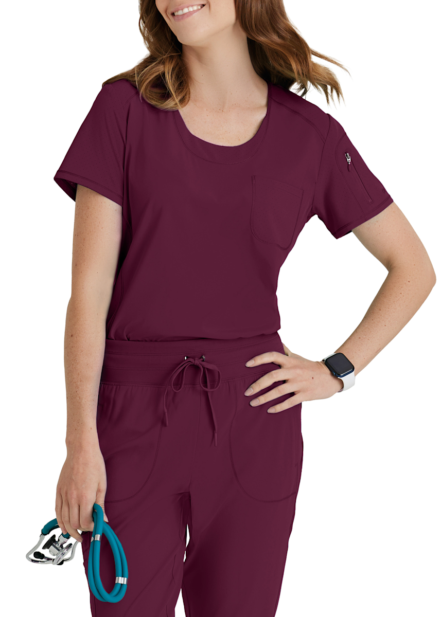 Barco One Barco One Aero 2 Pocket Perforated Body Panels Scoop Neck Tuck In Top