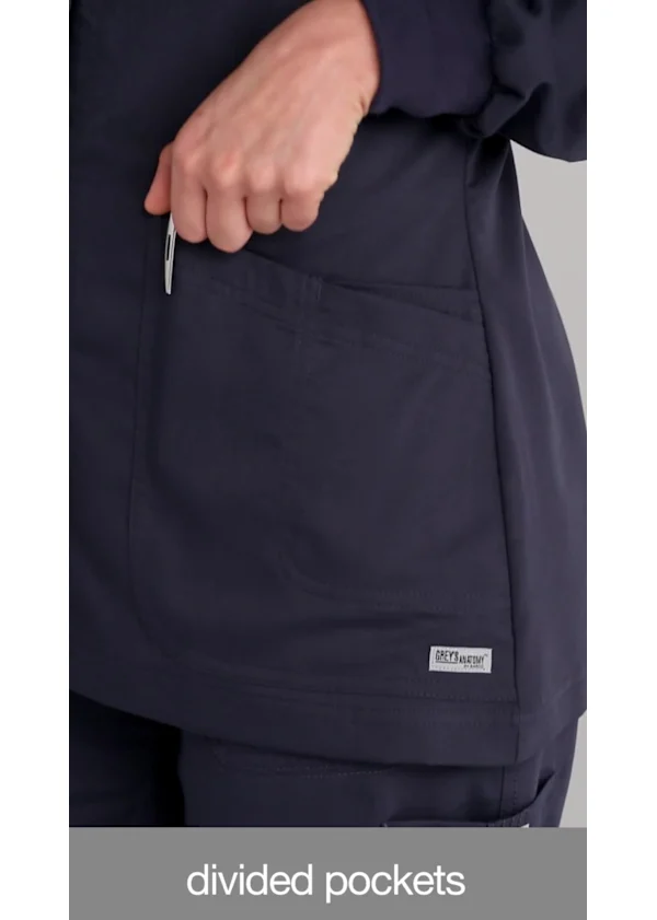 Greys Anatomy Collection Grey's Anatomy Jamie 4-Pocket Crewneck Snap-Front Jacket