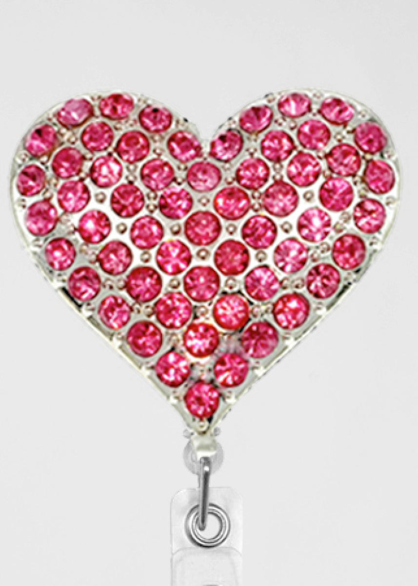SassyBadge SassyBadge Pink Rhinestone Heart Badge Reel