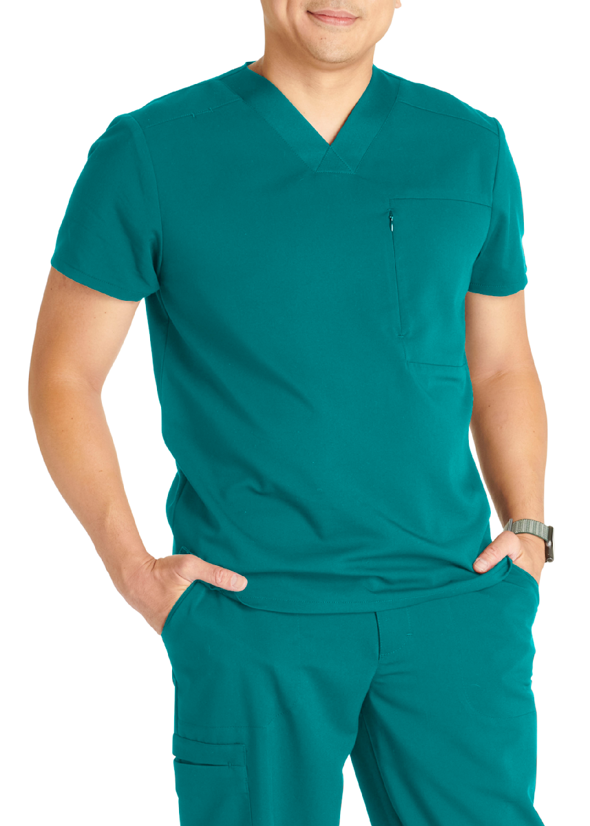 Cherokee Atmos Cherokee Men's Zippered Chest Pocket V-Neck Top