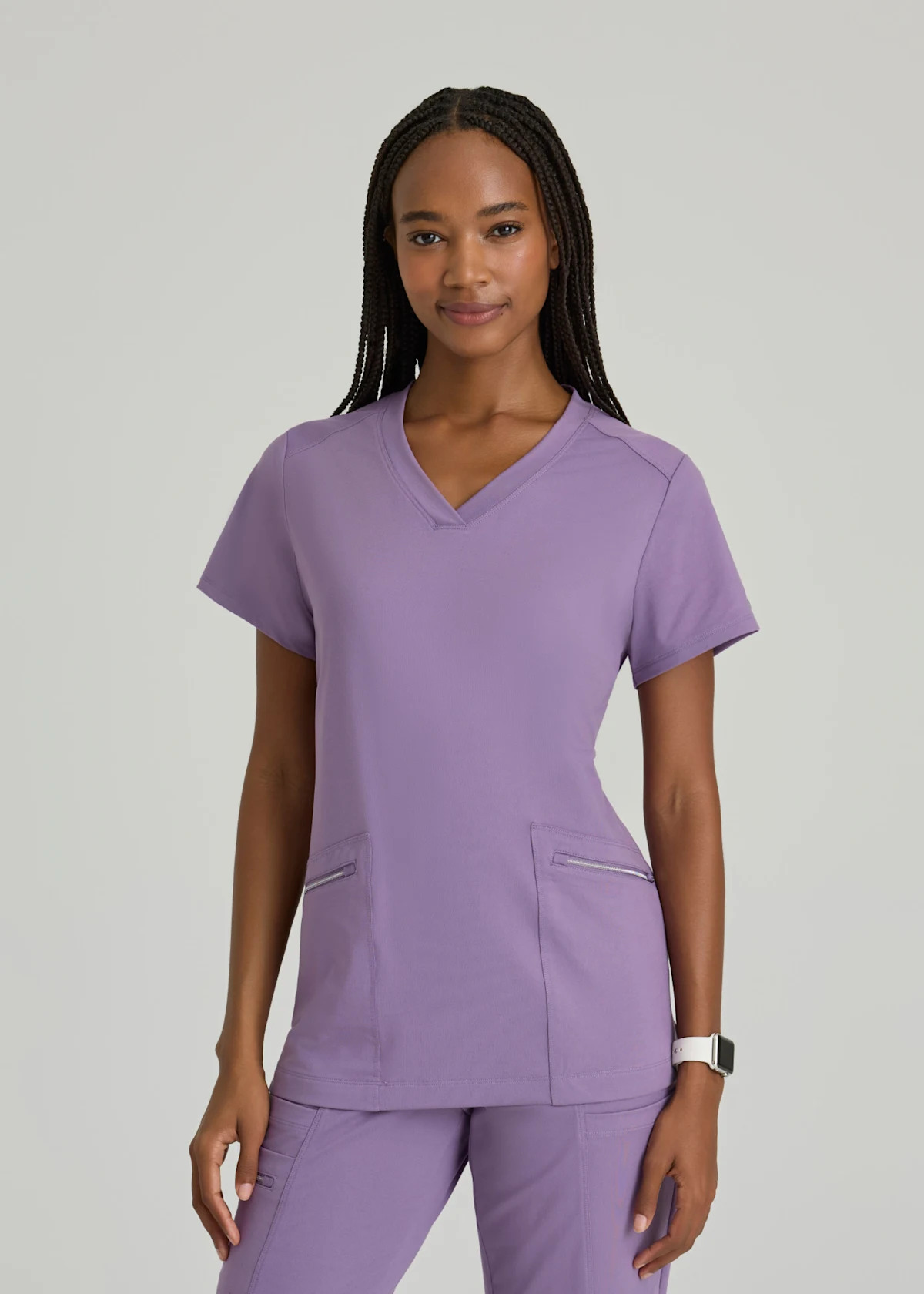 Barco One Performance Knit Barco One Victory 2 Zip-Pocket V-Neck Straight Hem Top