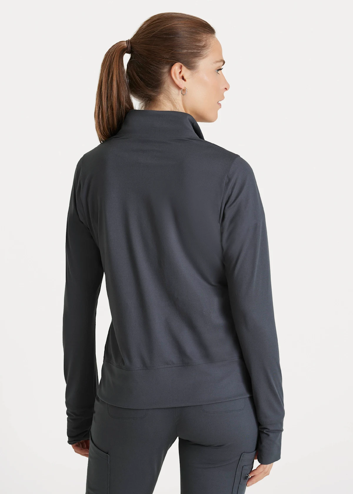 Barco One Performance Knit Barco One Arena 2-Pocket Banded Collar Zip Front Jacket with Thumb Holes