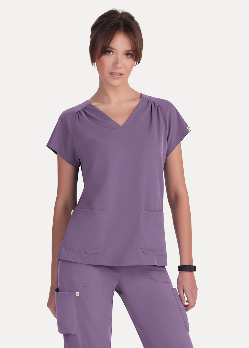 Planet Koi Koi Meadow 2-Pocket V-Neck Scrub Top