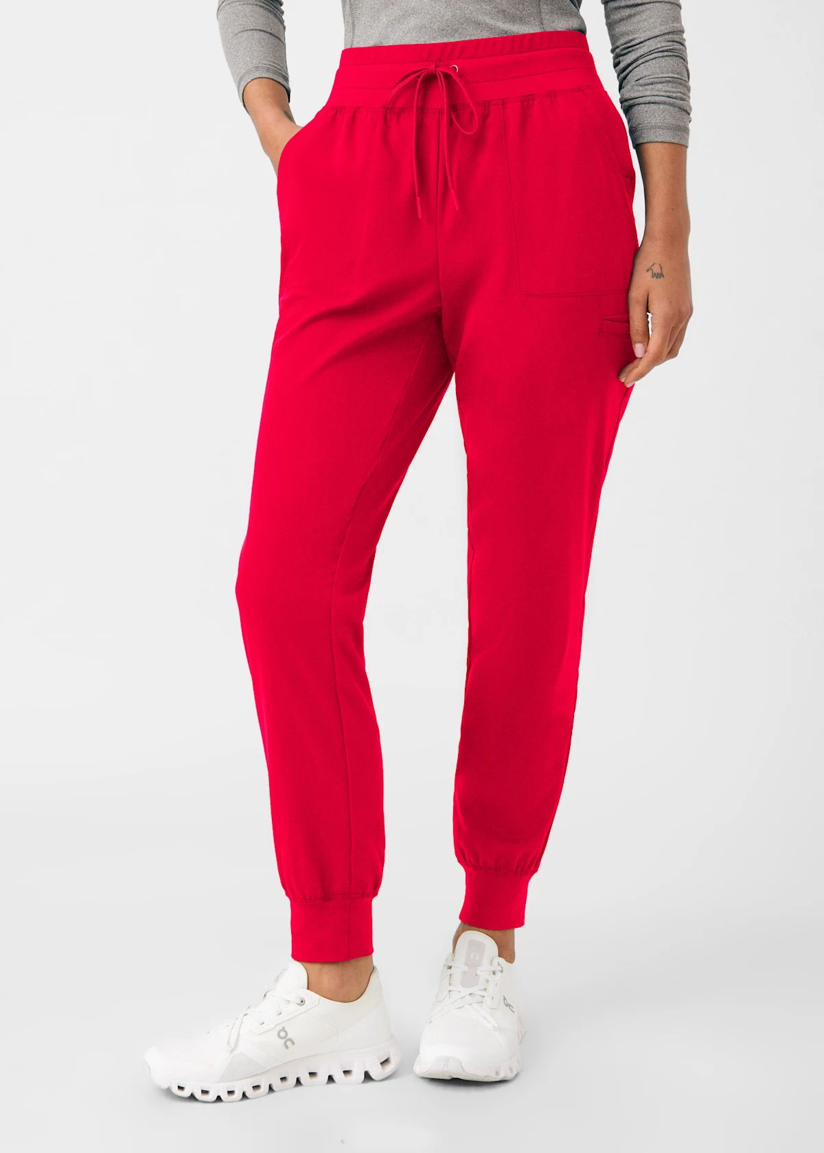 Greys Anatomy Spandex Stretch Grey's Anatomy Mika 6-Pocket Wide Knit Waistband Cargo Jogger