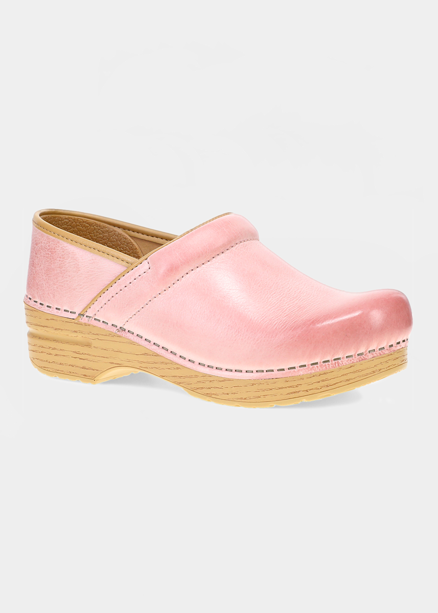 Dansko Professionals Dansko Pink Milled Burnished Patent Nursing Clogs