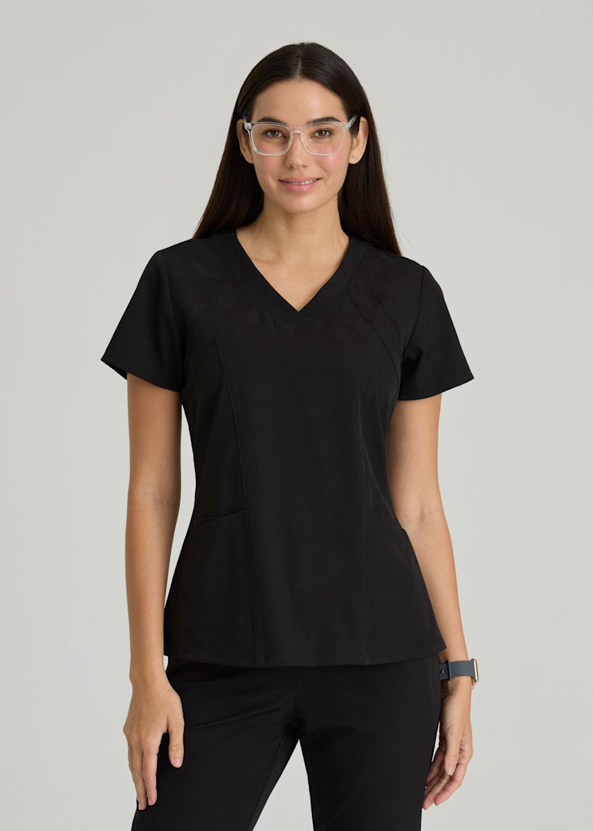Barco One Barco One Hex Jacquard Racer 4-Pocket V-Neck Scrub Top
