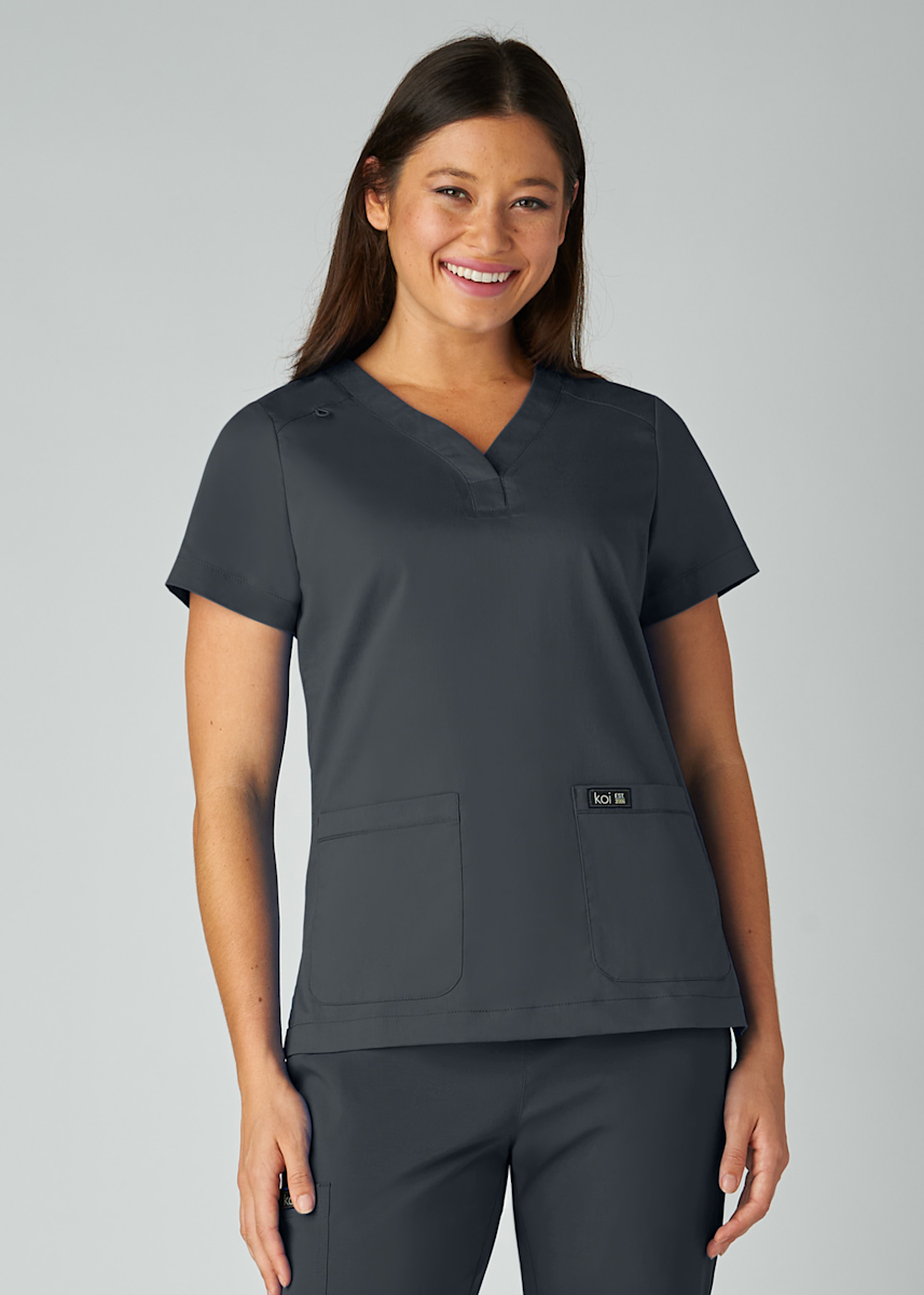 Koi Stretch Koi Rosemary 2-Pocket V-Neck Top