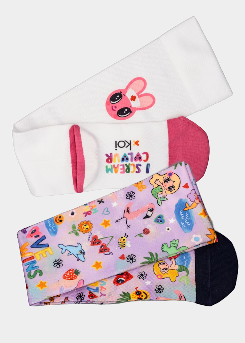 Koi Lite Koi Artist Series Liddle Bunny 2-Pack Sublimation Socks
