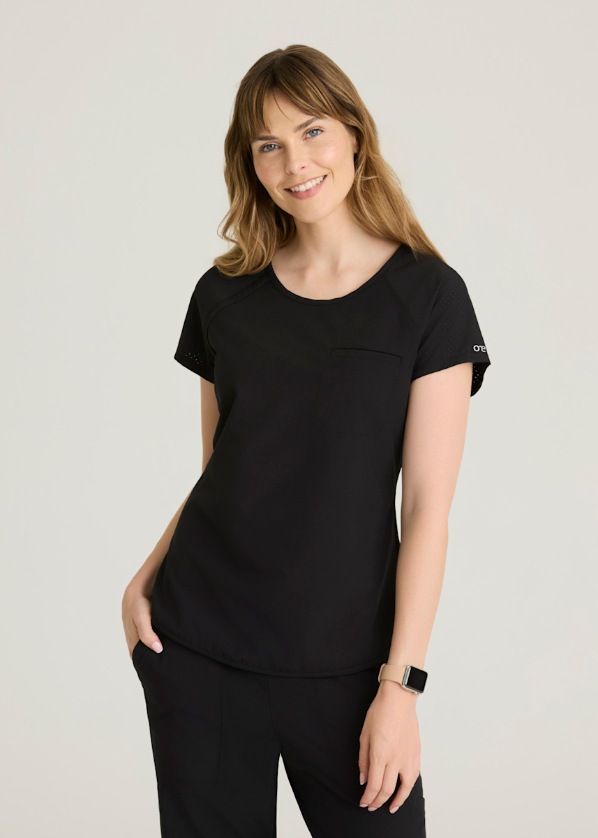 Barco One Barco One Swing 1-Pocket Rounded Neck Raglan Sleeve Tuck-In Top