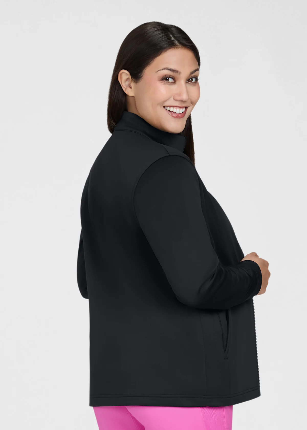 Koi Collection Koi Jaqueline 3-Pocket Zip-Front Bonded Fleece Jacket