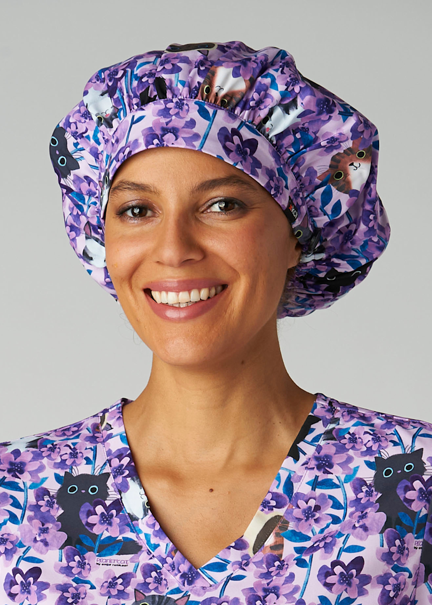 Koi Basics Koi Artist Series Flora Kitty Print Bouffant Cap