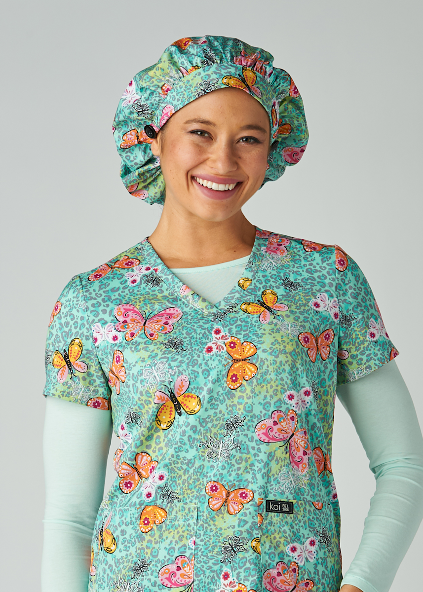Koi Basics Koi Wild Butterflies Print Bouffant Cap